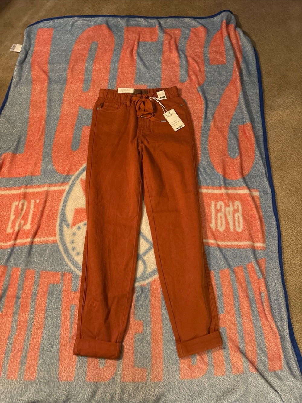 Judy Blue High Waist Double Cuff Scarlett Joggers Women's 0/24 Auburn Orange